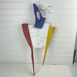 Brian Andreas Folk Art Wood Wall Sculpture Story People 1999 LAUGHTER & NOISE II